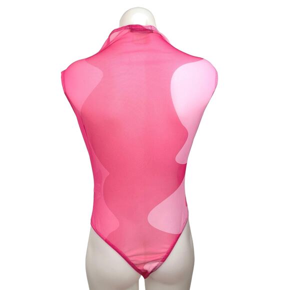 PrettyLittleThing Women's Pink Color Block Sleeveless One Piece Bodysuit Top 8 - Picture 2 of 4